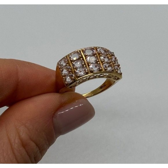 925 STERLING SILVER GOLD PLATED MORGANITE RING SIZE 6.5 - Picture 2 of 10